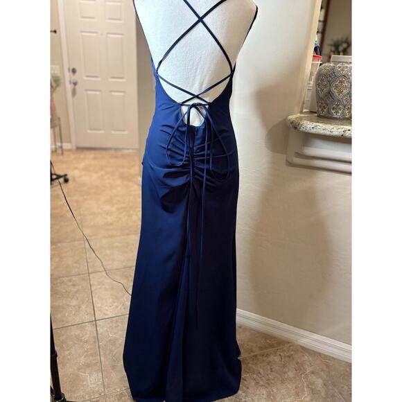 Galina Signature Navy Blue Formal Gown Crisscross back Size 4 NEW MSRP $189 - Picture 9 of 16